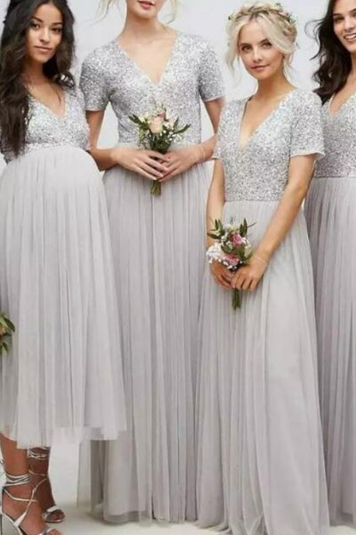 silver bridesmaid dress